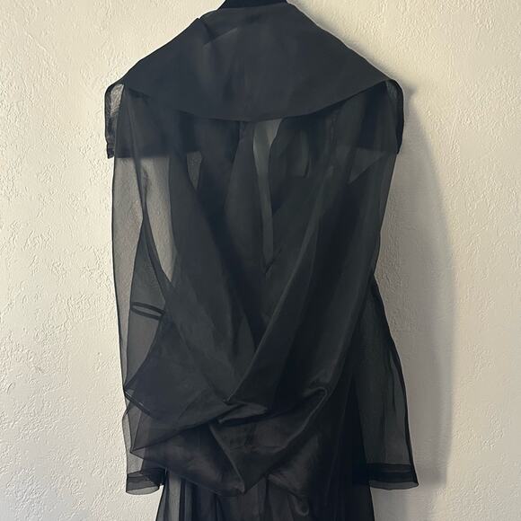 PEACHOO + KREJBERG Silk Transparent Coat in Black size M with Hood RTW SS13 - Picture 7 of 16
